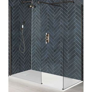 Milano Rosso Matte Bronze Corner Walk In Wet Room Shower Enclosure with Screens Support Arms and White Slate Effect Tray - 1700mm x 900mm Milano Rosso Matte Bronze Corner Walk In Wet Room Shower Enclosure with Screens Support Arms and White Slate Effect Tray - 1700mm x 900mm