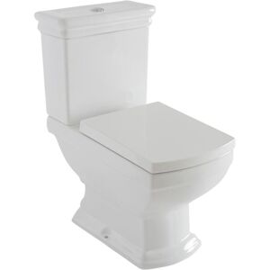 NO BRAND Milano Sandringham - Traditional Square White Ceramic Close Coupled wc Toilet with Cistern and Soft Close Seat - Chrome Flush Button NO BRAND Milano Sandringham - Traditional Square White Ceramic Close Coupled wc Toilet with Cistern and Soft Close Seat - Chrome Flush Button