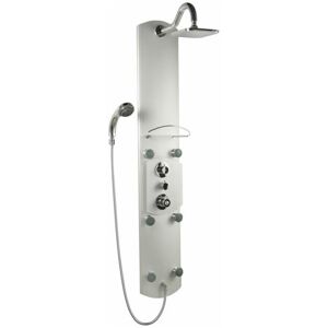 Milano - Baya - Modern Exposed Aluminium Thermostatic Shower Tower Panel with Rainfall Shower Head Hand Shower Handset and Body Jets - Chrome Milano - Baya - Modern Exposed Aluminium Thermostatic Shower Tower Panel with Rainfall Shower Head Hand Shower Handset and Body Jets - Chrome