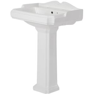 Premier Milano Windsor 590mm x 495mm White Ceramic Full Pedestal Bathroom Basin Sink - 2 Tap Hole Premier Milano Windsor 590mm x 495mm White Ceramic Full Pedestal Bathroom Basin Sink - 2 Tap Hole