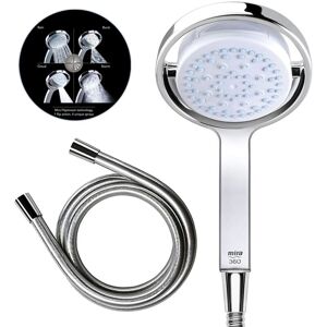 Mira Showers 360m 135mm Chrome Shower Head 4 Mode Spray Flipstream + 1.25m Hose Mira Showers 360m 135mm Chrome Shower Head 4 Mode Spray Flipstream + 1.25m Hose