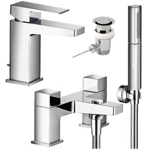 Mira - Showers Honesty Square Single Lever Basin + Bath Shower Mixer Kit Chrome Mira - Showers Honesty Square Single Lever Basin + Bath Shower Mixer Kit Chrome