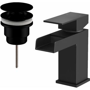 Architeckt - Mixer Tap Bathroom Basin Black Taps Modern Sink Filler Waterfall Cloakroom Waste Architeckt - Mixer Tap Bathroom Basin Black Taps Modern Sink Filler Waterfall Cloakroom Waste