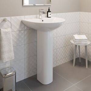 Affine - Full Pedestal Ceramic Floor Standing Bathroom Sink Basin - 550mm Arles 1 Tap Hole Affine - Full Pedestal Ceramic Floor Standing Bathroom Sink Basin - 550mm Arles 1 Tap Hole