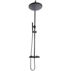 Merano - Core Matt Black Thermostatic Round Rigid Riser Shower Valve Two Heads Merano - Core Matt Black Thermostatic Round Rigid Riser Shower Valve Two Heads