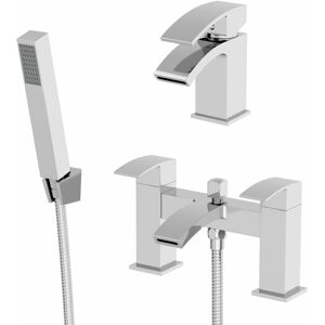 Architeckt - Modern Bathroom Mono Basin Sink Mixer Bath Shower Mixer Tap Set Hot Cold Chrome Architeckt - Modern Bathroom Mono Basin Sink Mixer Bath Shower Mixer Tap Set Hot Cold Chrome