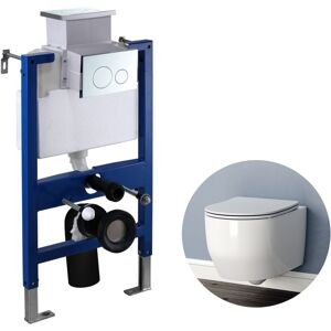 BIUBIUBATH Round Wall Hung Toilet Rimless wc pan 0.82M Concealed Cistern Frame Set uf Soft Close Seat BIUBIUBATH Round Wall Hung Toilet Rimless wc pan 0.82M Concealed Cistern Frame Set uf Soft Close Seat