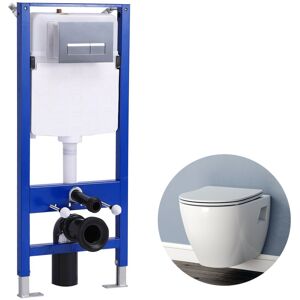 BIUBIUBATH Modern Bathroom Round Wall Hung Toilet 1.14M Concealed Cistern Frame Set UF Soft Close Seat WC pan BIUBIUBATH Modern Bathroom Round Wall Hung Toilet 1.14M Concealed Cistern Frame Set UF Soft Close Seat WC pan