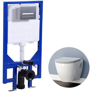 BIUBIUBATH Modern Bathroom Wall Hung Toilet 1.14M Concealed Cistern Frame Set Round WC pan UF Soft Close Seat BIUBIUBATH Modern Bathroom Wall Hung Toilet 1.14M Concealed Cistern Frame Set Round WC pan UF Soft Close Seat