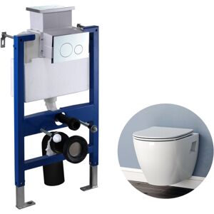 BIUBIUBATH Modern Bathroom Wall Hung Toilet Round WC pan with 0.82M Concealed Cistern Frame UF Soft Close Seat BIUBIUBATH Modern Bathroom Wall Hung Toilet Round WC pan with 0.82M Concealed Cistern Frame UF Soft Close Seat