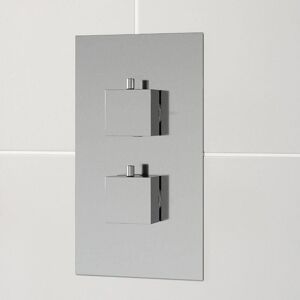 Architeckt - Modern Concealed Shower Valve Thermostatic Square Controls Chrome Twin Outlet Architeckt - Modern Concealed Shower Valve Thermostatic Square Controls Chrome Twin Outlet