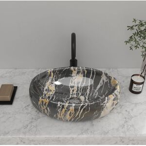 LIVINGANDHOME Modern Oval Ceramic Bathroom Vessel Sink LIVINGANDHOME Modern Oval Ceramic Bathroom Vessel Sink