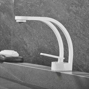 SHUNLI Modern Creative Design Bathroom Faucet, Black Sink Faucet, Bathroom Mixer Tap Single Hole Sink Faucet, Brass (White) SHUNLI Modern Creative Design Bathroom Faucet, Black Sink Faucet, Bathroom Mixer Tap Single Hole Sink Faucet, Brass (White)