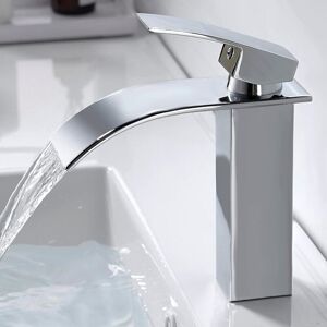 Yozhiqu - Modern Waterfall Bathroom Faucet, Elegant Design Sink Faucet, Brass Mixer Tap, Hot and Cold Water Available, Chrome Faucet g 3/8 Yozhiqu - Modern Waterfall Bathroom Faucet, Elegant Design Sink Faucet, Brass Mixer Tap, Hot and Cold Water Available, Chrome Faucet g 3/8