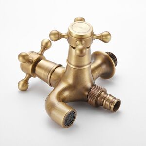 GOTRAYS Multifunctional Antique Brass Faucet Handle Laundry Bathroom Wall Mounted Washing Machine Outdoor Garden Faucet Double Head Long Cold Faucet GOTRAYS Multifunctional Antique Brass Faucet Handle Laundry Bathroom Wall Mounted Washing Machine Outdoor Garden Faucet Double Head Long Cold Faucet