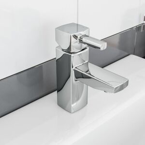 Nes Home - Boston Modern Chrome Bathroom Basin Sink Mono Mixer Tap & Waste Nes Home - Boston Modern Chrome Bathroom Basin Sink Mono Mixer Tap & Waste