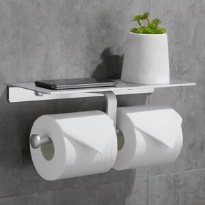 TINOR No Drilling Toilet Paper Holder with Cell Phone Shelf Wall Mounted Double Roll Holder for Bathroom (Silver) TINOR No Drilling Toilet Paper Holder with Cell Phone Shelf Wall Mounted Double Roll Holder for Bathroom (Silver)