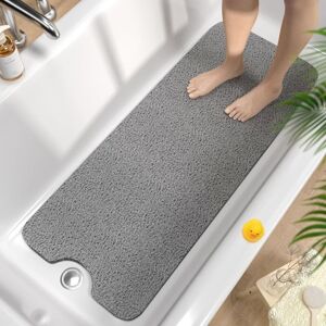 WOIYIC Non-Slip Bath Mat, 100 x 40 cm, Extra Long Non-Slip Shower Mat, Soft PVC Non-Slip Bath Mat, Quick Dry, No Suction, Grey WOIYIC Non-Slip Bath Mat, 100 x 40 cm, Extra Long Non-Slip Shower Mat, Soft PVC Non-Slip Bath Mat, Quick Dry, No Suction, Grey