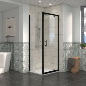 NRG Bathroom Pivot Shower Enclosure Black Framed + Side Panel, 700 x 1000mm Reversible Screen with White SMC Rectangle Shower Tray NRG Bathroom Pivot Shower Enclosure Black Framed + Side Panel, 700 x 1000mm Reversible Screen with White SMC Rectangle Shower Tray
