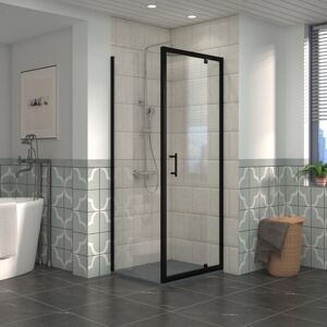 NRG - Bathroom Pivot Shower Enclosure Black Framed + Side Panel, 800 x 900mm Reversible Screen with Anthracite smc Rectangle Shower Tray NRG - Bathroom Pivot Shower Enclosure Black Framed + Side Panel, 800 x 900mm Reversible Screen with Anthracite smc Rectangle Shower Tray