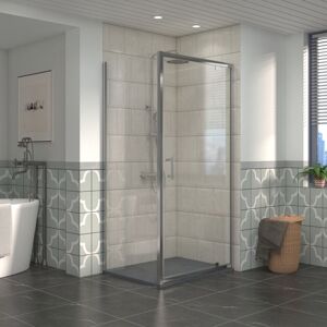 NRG - Bathroom Pivot Shower Enclosure Chrome Framed + Side Panel, 900 x 700mm Reversible Screen with Anthracite smc Rectangle Shower Tray NRG - Bathroom Pivot Shower Enclosure Chrome Framed + Side Panel, 900 x 700mm Reversible Screen with Anthracite smc Rectangle Shower Tray