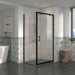 NRG - Bathroom Pivot Shower Enclosure Black Framed + Side Panel, 1000 x 700mm Reversible Screen with Anthracite smc Rectangle Shower Tray NRG - Bathroom Pivot Shower Enclosure Black Framed + Side Panel, 1000 x 700mm Reversible Screen with Anthracite smc Rectangle Shower Tray