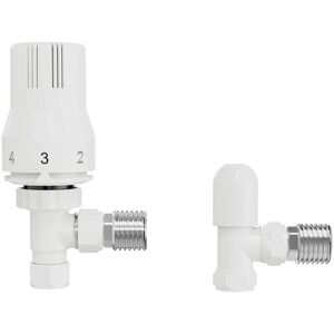 NRG - Designer Bathroom Radiator Valves Heated Towel Rail Pair 15mm Thermostatic White NRG - Designer Bathroom Radiator Valves Heated Towel Rail Pair 15mm Thermostatic White