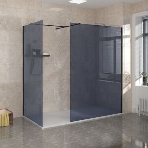 NRG - Matt Black 8mm Walk in Shower Enclosure Wet Room Grey Glass Screen 2 Pieces 1000mm and 1000mm Panels NRG - Matt Black 8mm Walk in Shower Enclosure Wet Room Grey Glass Screen 2 Pieces 1000mm and 1000mm Panels