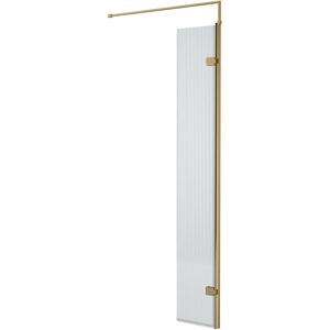 Nuie - 300mm x 1850mm Fluted Wetroom Hinged Return Screen with Brushed Brass Fittings - WRFL18530BB Nuie - 300mm x 1850mm Fluted Wetroom Hinged Return Screen with Brushed Brass Fittings - WRFL18530BB