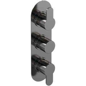 Nuie Arvan Thermostatic Concealed Shower Valve with Diverter Triple Handle - Brushed Pewter Nuie Arvan Thermostatic Concealed Shower Valve with Diverter Triple Handle - Brushed Pewter