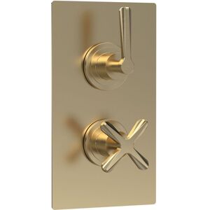 Nuie - Aztec Thermostatic Concealed Shower Valve Dual Handle - Brushed Brass Nuie - Aztec Thermostatic Concealed Shower Valve Dual Handle - Brushed Brass