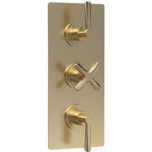 Nuie Aztec Thermostatic Concealed Shower Valve Triple Handle - Brushed Brass Nuie Aztec Thermostatic Concealed Shower Valve Triple Handle - Brushed Brass