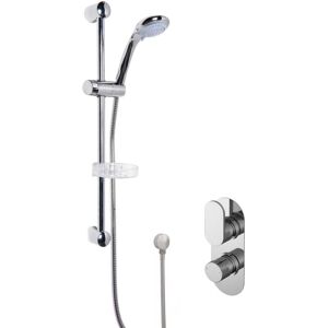 Nuie Binsey Twin Round Thermostatic Concealed Shower Valve with Slider Rail Kit - Chrome Nuie Binsey Twin Round Thermostatic Concealed Shower Valve with Slider Rail Kit - Chrome
