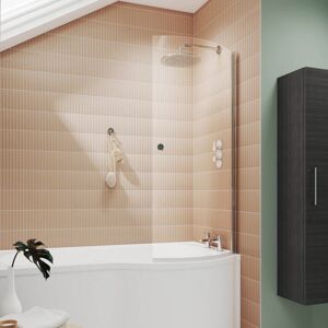 Nuie Curved P-Shaped Hinged Bath Screen with Knob 1433mm H x 715mm W - 6mm Glass Nuie Curved P-Shaped Hinged Bath Screen with Knob 1433mm H x 715mm W - 6mm Glass
