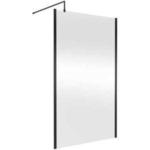 Nuie - Outer Framed Wetroom Screen 1200mm w x 1850mm h with Support Bar 8mm Glass - Matt Black Nuie - Outer Framed Wetroom Screen 1200mm w x 1850mm h with Support Bar 8mm Glass - Matt Black