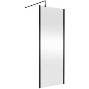 Nuie - Outer Framed Wetroom Screen 800mm w x 1850mm h with Support Bar 8mm Glass - Matt Black Nuie - Outer Framed Wetroom Screen 800mm w x 1850mm h with Support Bar 8mm Glass - Matt Black