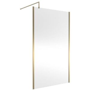 Nuie - Outer Framed Wetroom Screen 1200mm w x 1850mm h with Support Bar 8mm Glass - Brushed Brass Nuie - Outer Framed Wetroom Screen 1200mm w x 1850mm h with Support Bar 8mm Glass - Brushed Brass