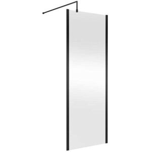 Nuie - Outer Framed Wetroom Screen 760mm w x 1850mm h with Support Bar 8mm Glass - Matt Black Nuie - Outer Framed Wetroom Screen 760mm w x 1850mm h with Support Bar 8mm Glass - Matt Black