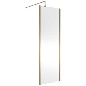 Nuie Outer Framed Wetroom Screen 700mm W x 1850mm H with Support Bar 8mm Glass - Brushed Brass Nuie Outer Framed Wetroom Screen 700mm W x 1850mm H with Support Bar 8mm Glass - Brushed Brass