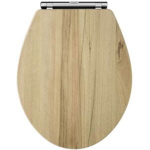 Hudson Reed - Richmond Soft Close Toilet Seat Natural Walnut Effect Chrome Hinges Hudson Reed - Richmond Soft Close Toilet Seat Natural Walnut Effect Chrome Hinges