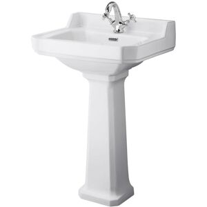 Milano Richmond 595mm x 470mm White Ceramic Full Pedestal Bathroom Basin Sink - 1 Tap Hole Milano Richmond 595mm x 470mm White Ceramic Full Pedestal Bathroom Basin Sink - 1 Tap Hole
