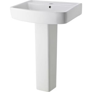 Balterley - Square 1 Tap Hole Bathroom Basin Sink & Full Pedestal - 600mm Balterley - Square 1 Tap Hole Bathroom Basin Sink & Full Pedestal - 600mm