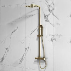Orbit Elliot Square Shower Riser Kit with Single Function Handset and Fixed Head - Brushed Brass Orbit Elliot Square Shower Riser Kit with Single Function Handset and Fixed Head - Brushed Brass