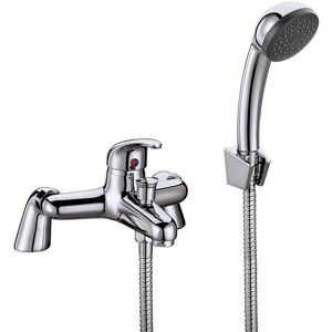 Orbit Entry Bath Shower Mixer Tap Pillar Mounted with Shower Kit and Wall Bracket - Chrome Orbit Entry Bath Shower Mixer Tap Pillar Mounted with Shower Kit and Wall Bracket - Chrome