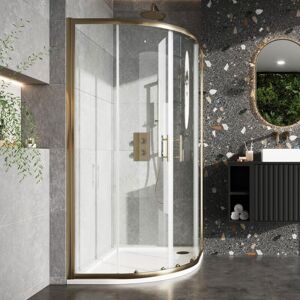 S6 Brushed Brass 2-Door Quadrant Shower Enclosure 800mm x 800mm - 6mm Glass - Orbit S6 Brushed Brass 2-Door Quadrant Shower Enclosure 800mm x 800mm - 6mm Glass - Orbit
