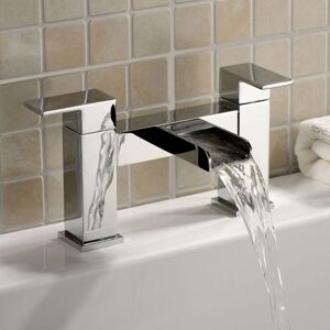 NES HOME Ozone Modern Chrome Bridge Deck Mounted Waterfall Bath Filler Tap NES HOME Ozone Modern Chrome Bridge Deck Mounted Waterfall Bath Filler Tap
