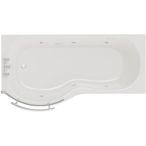 Wholesale Domestic - Plage 1700mm 6 Jet Chrome Flat Jet Left Hand p Shaped Whirlpool Shower Bath with Towel Rail Bath Screen and Front Bath Panel Wholesale Domestic - Plage 1700mm 6 Jet Chrome Flat Jet Left Hand p Shaped Whirlpool Shower Bath with Towel Rail Bath Screen and Front Bath Panel