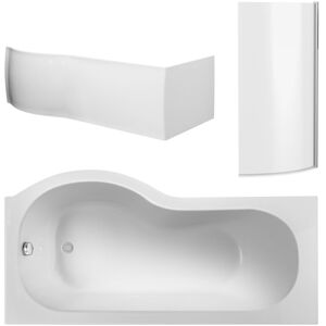 Balterley - Right Hand Shower Bath Bundle - Includes Tub, Curved 6mm Safety Glass Screen and Front Panel - 1500mm Balterley - Right Hand Shower Bath Bundle - Includes Tub, Curved 6mm Safety Glass Screen and Front Panel - 1500mm