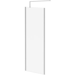 WHOLESALE DOMESTIC Pacco 8mm Clear Glass Polished Chrome 1850mm x 760mm Walk In Shower Screen including Wall Channel with End Profile and Support Bar - Wholesale WHOLESALE DOMESTIC Pacco 8mm Clear Glass Polished Chrome 1850mm x 760mm Walk In Shower Screen including Wall Channel with End Profile and Support Bar - Wholesale