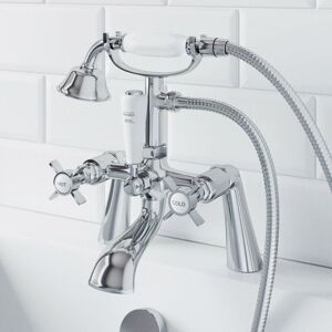 Architeckt - Traditional Bathroom Shower Mixer Tap Hose Handset Chrome Cross Handles Ceramic Architeckt - Traditional Bathroom Shower Mixer Tap Hose Handset Chrome Cross Handles Ceramic